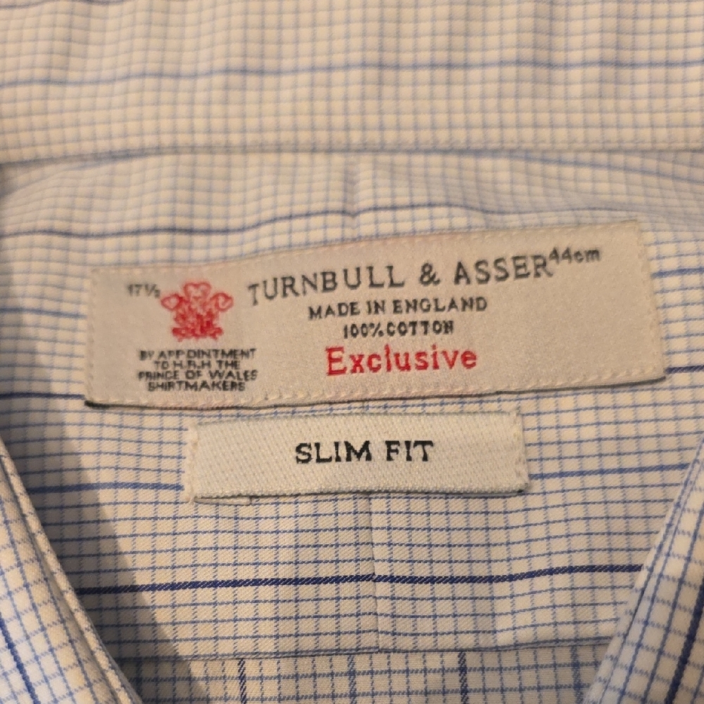 Turnbull & Asser White and Blue Check Dress Shirt - Picture 2 of 7